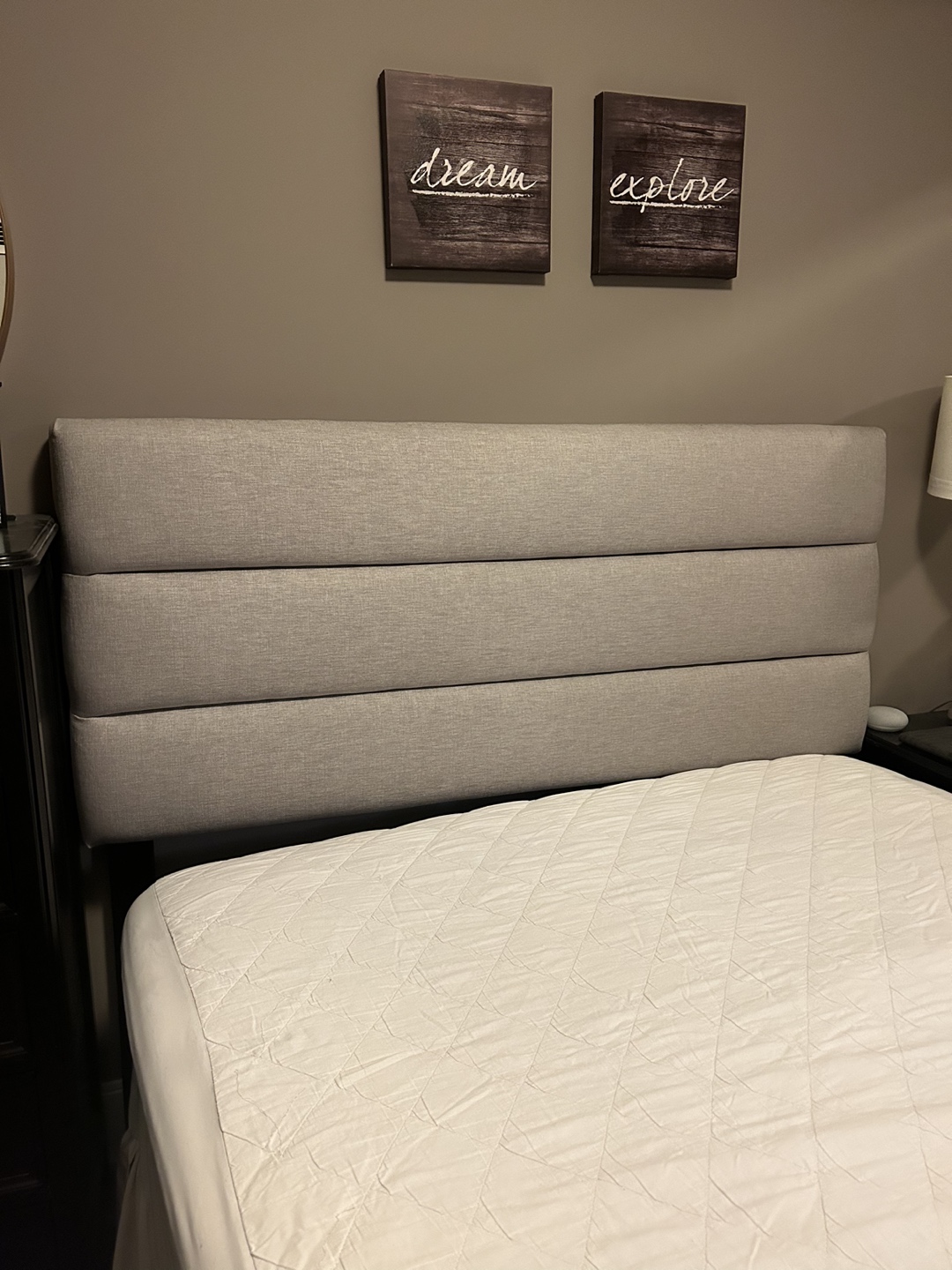 Grey Queen Headboard - mint condition! thumbnail
