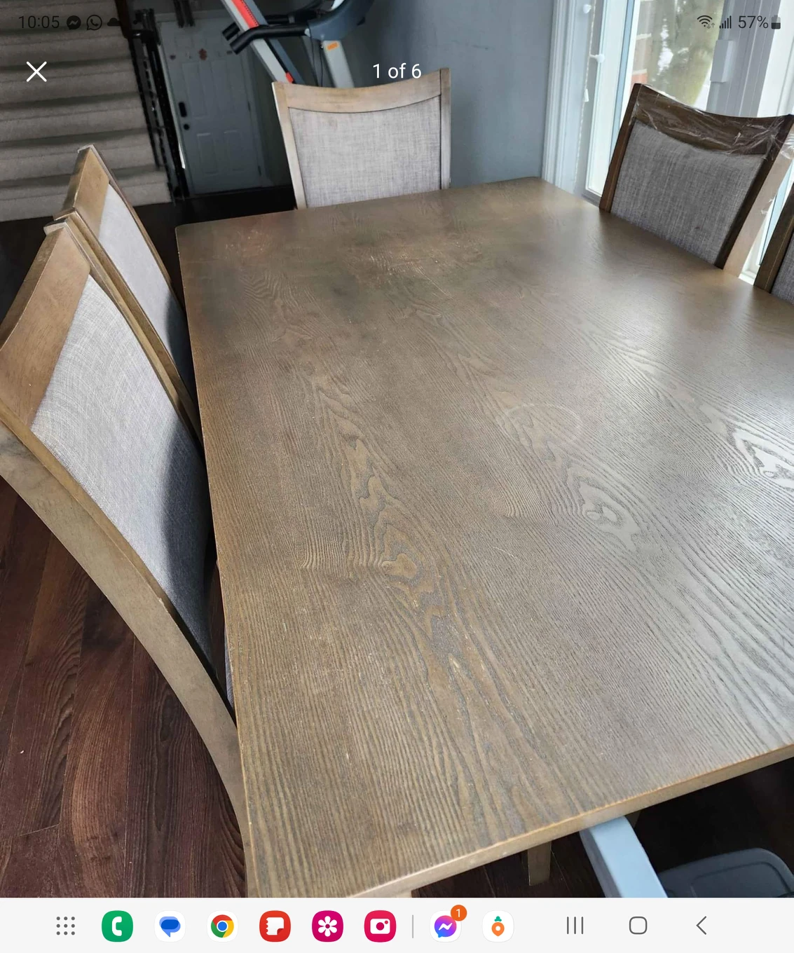 Walnut 6 seater dining table and chair