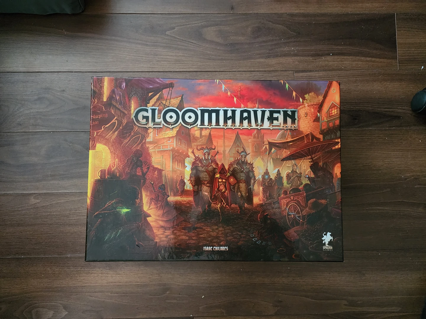 Gloomhaven board game and wooden organizer