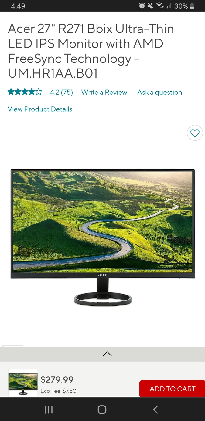 Acer 27" R271 led Monitor, Like new - photo 3