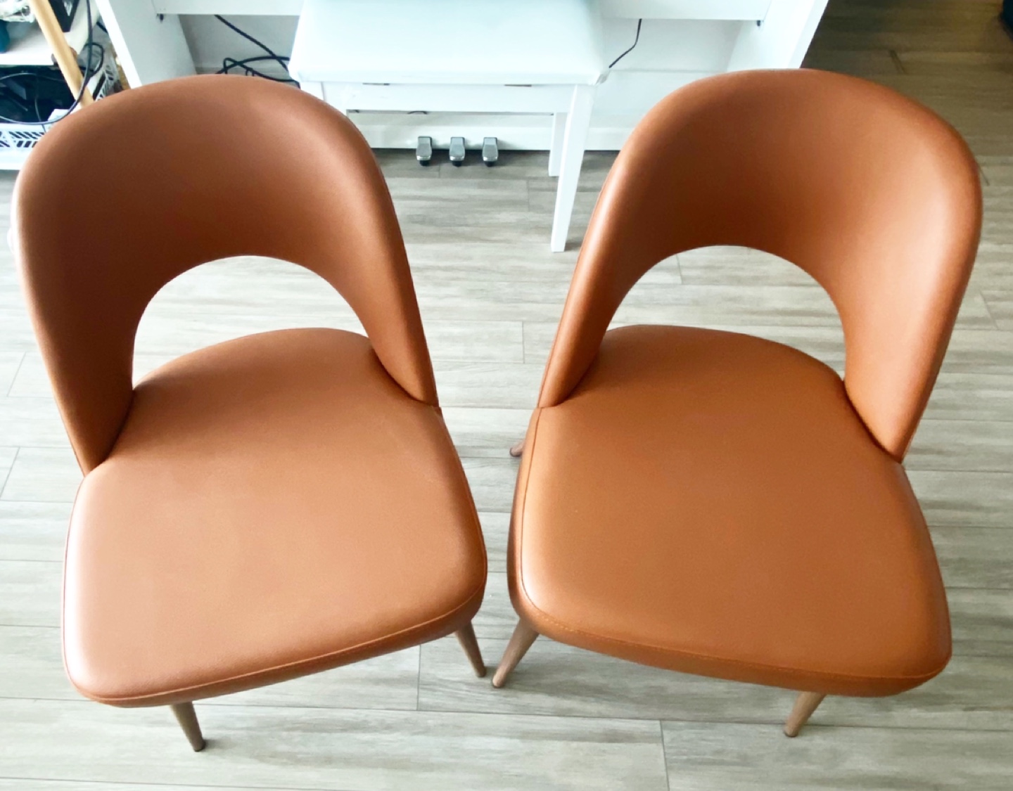 Wayfair Tan PU Leather Upholstered Dining Side Chairs x2
