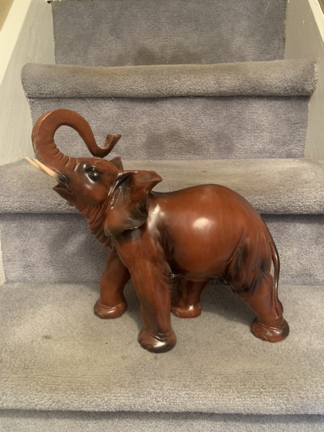 13” Tall Standing Wooden Elephant thumbnail