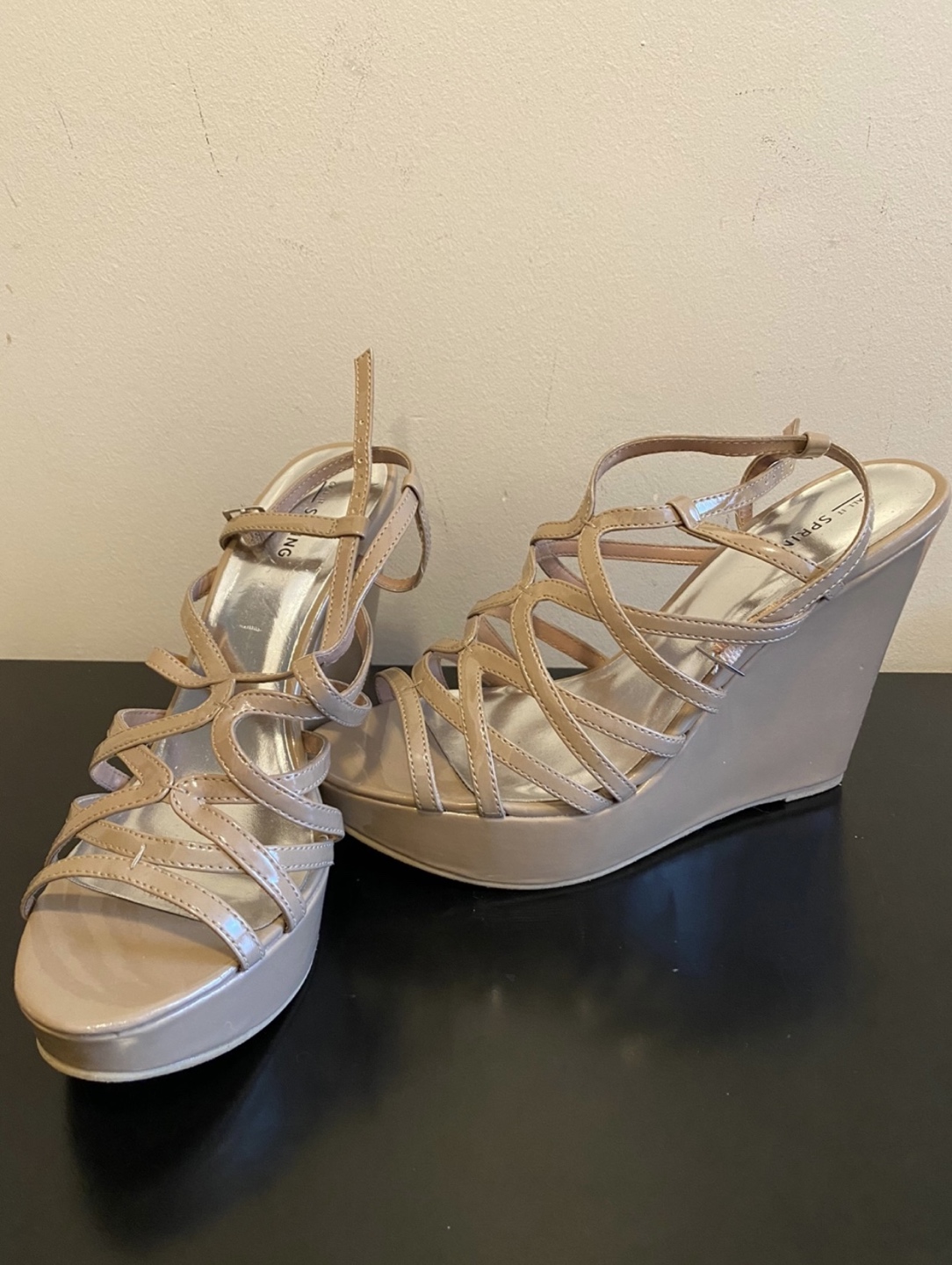 Call it Spring Beige Strap Wedge Heels thumbnail