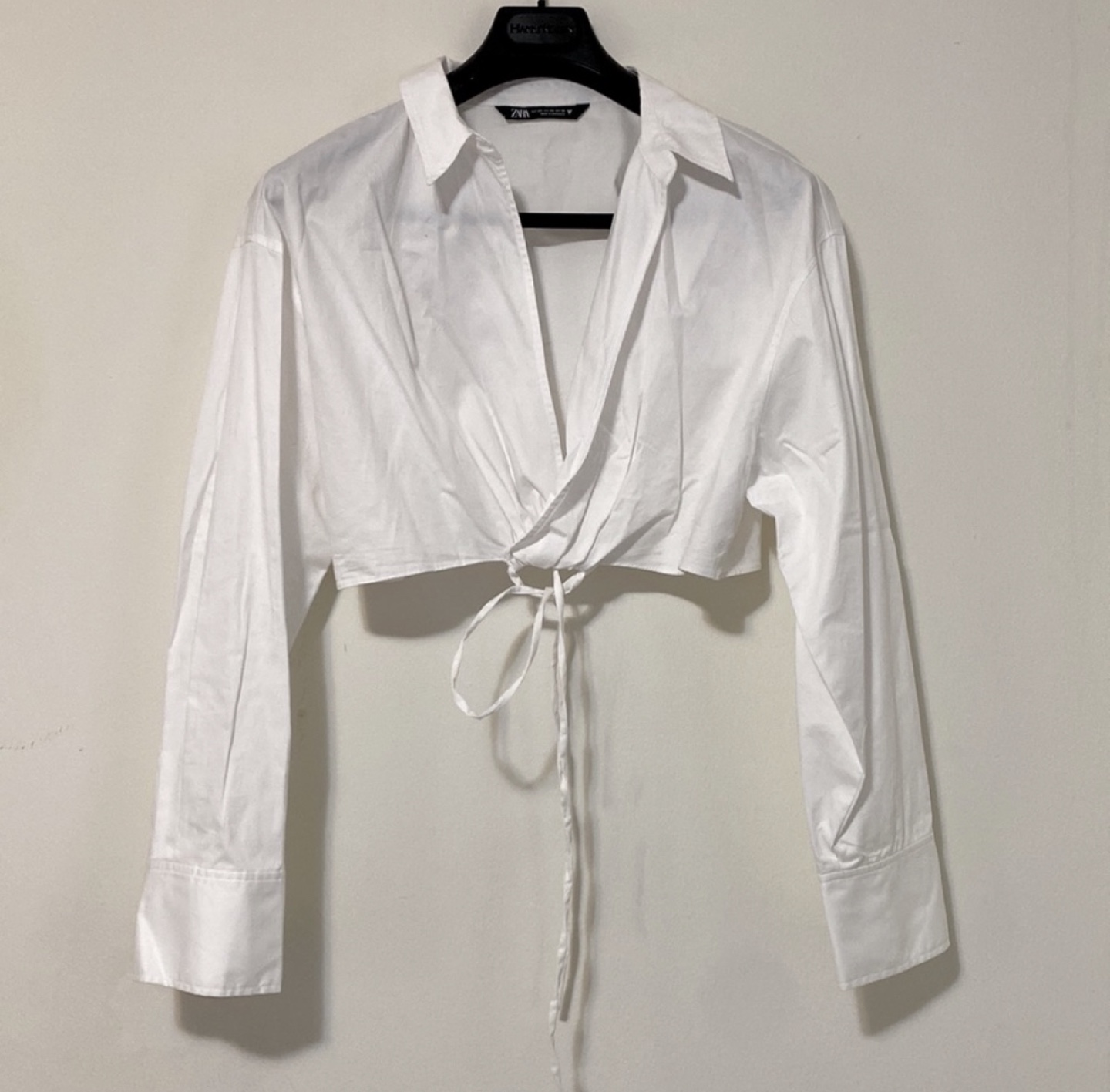 Zara white wrap front crop top thumbnail