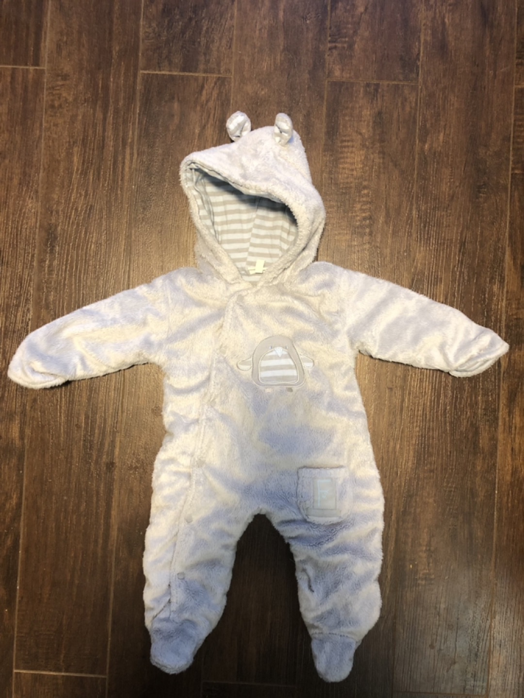 Baby snowsuit for 3-6m, light grey
