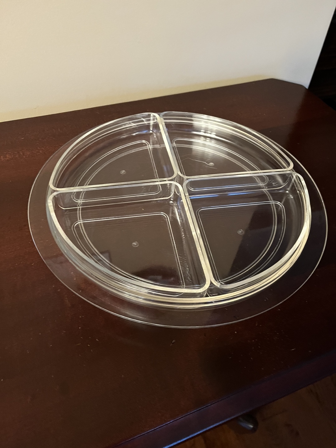 Sturdy Clear Acrylic Serving Tray with 4 Removable Sections