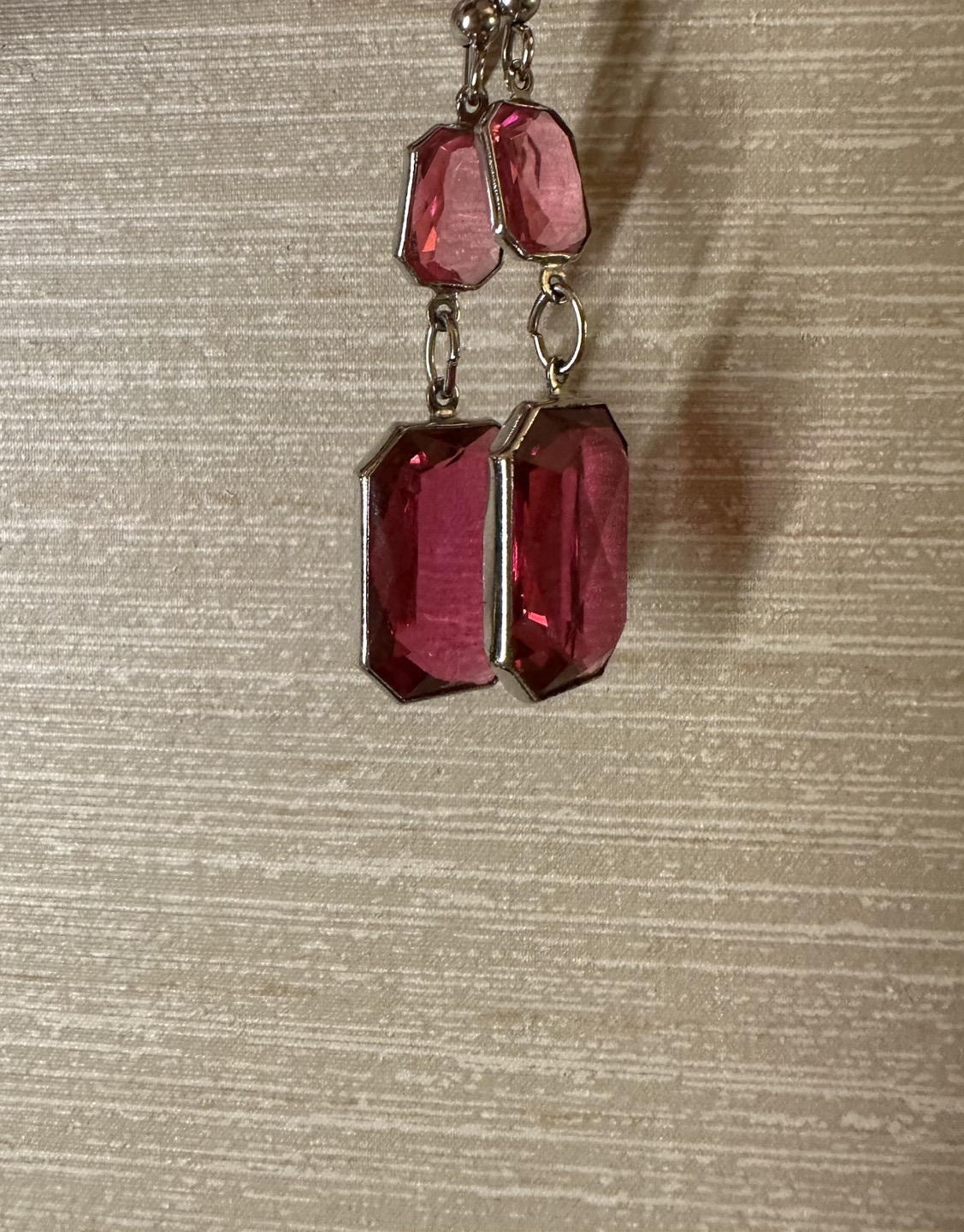 Barbie-movie style Magenta bijou earrings image indicator(3)