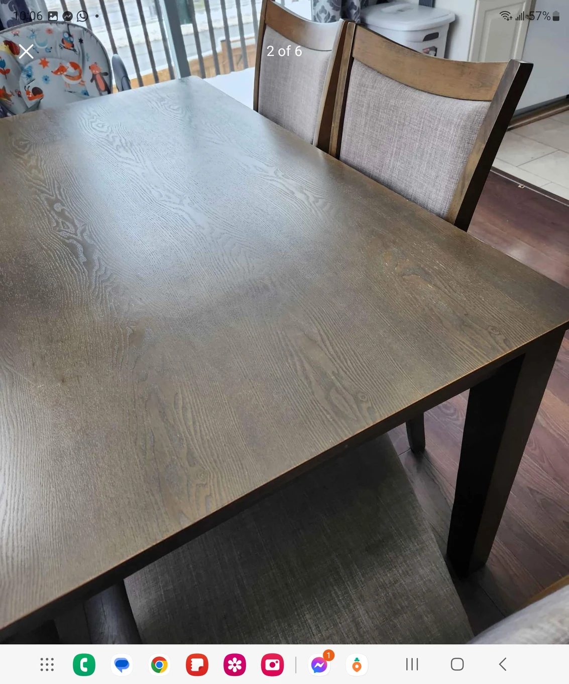 Walnut 6 seater dining table and chair - photo 2