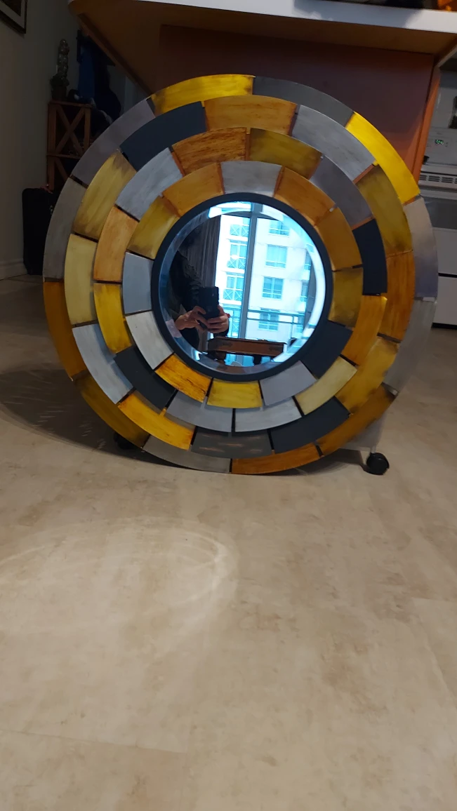 Large Round Mirror with Metal Frame thumbnail