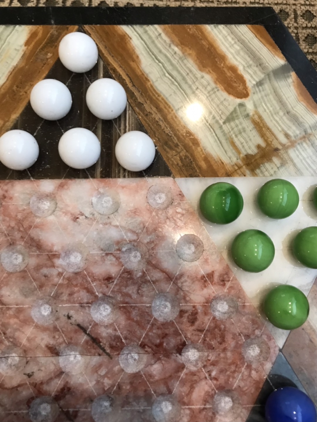 Vintage Quartz Marble Onyx Chinese Checkers Board image indicator(3)