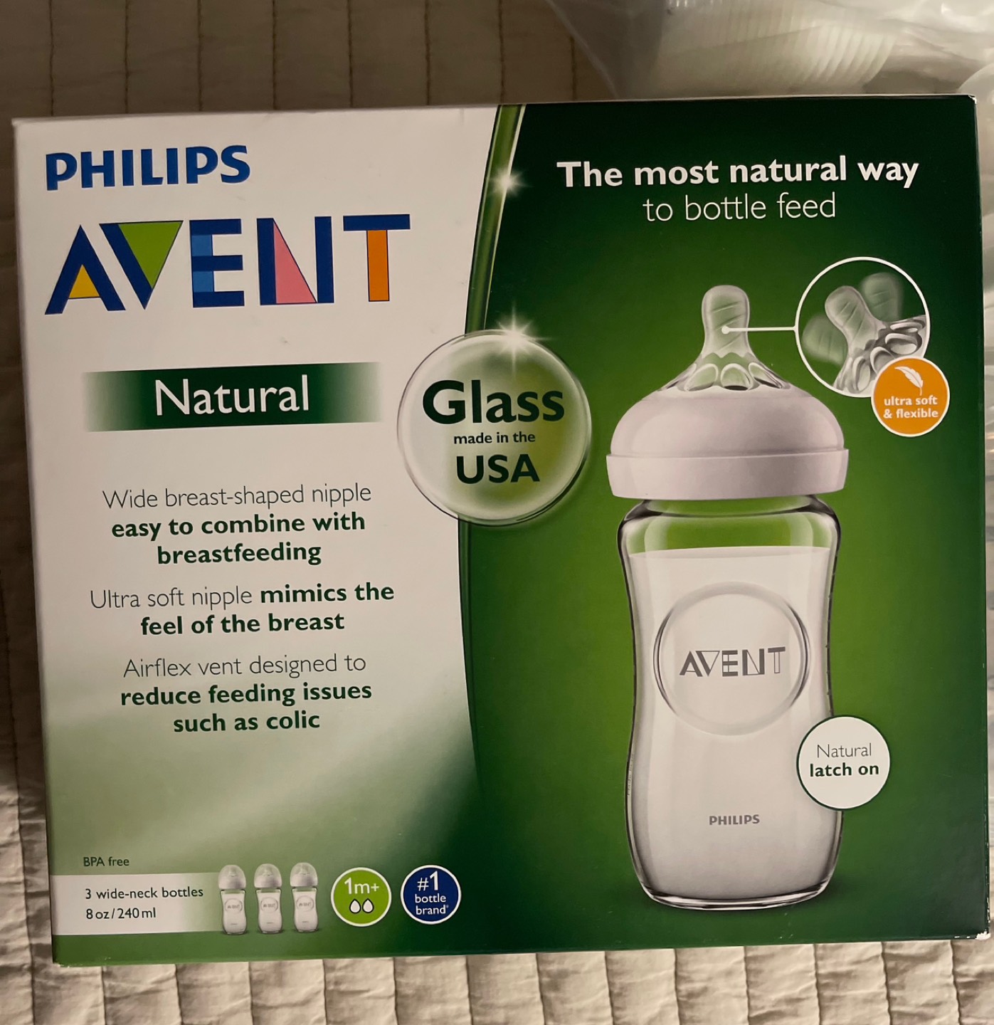 Avent wide neck glass bottle 3 set + playtex set thumbnail