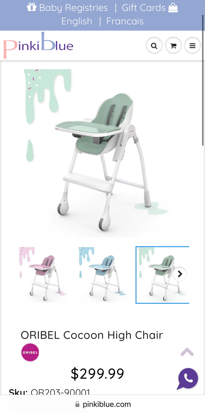 ORIBEL high chair +liner + small tray thumbnail