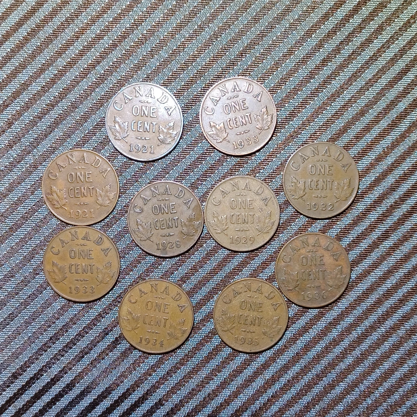 10 canada 1920 - 1930 1 cents coins thumbnail