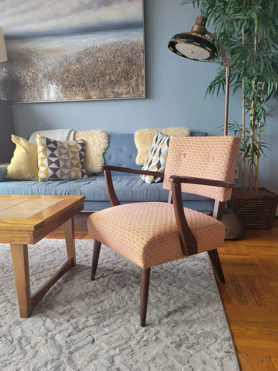 Vintage Walnut Frame Arm Chair thumbnail