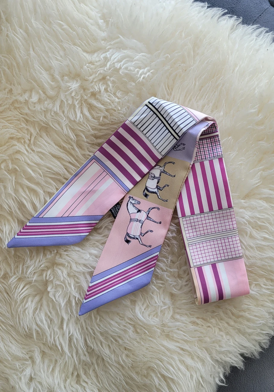 Pretty pink twilly scarf thumbnail