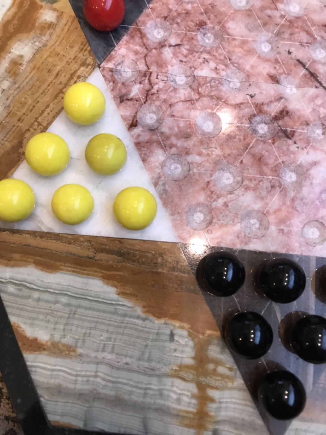 Vintage Quartz Marble Onyx Chinese Checkers Board image indicator(4)