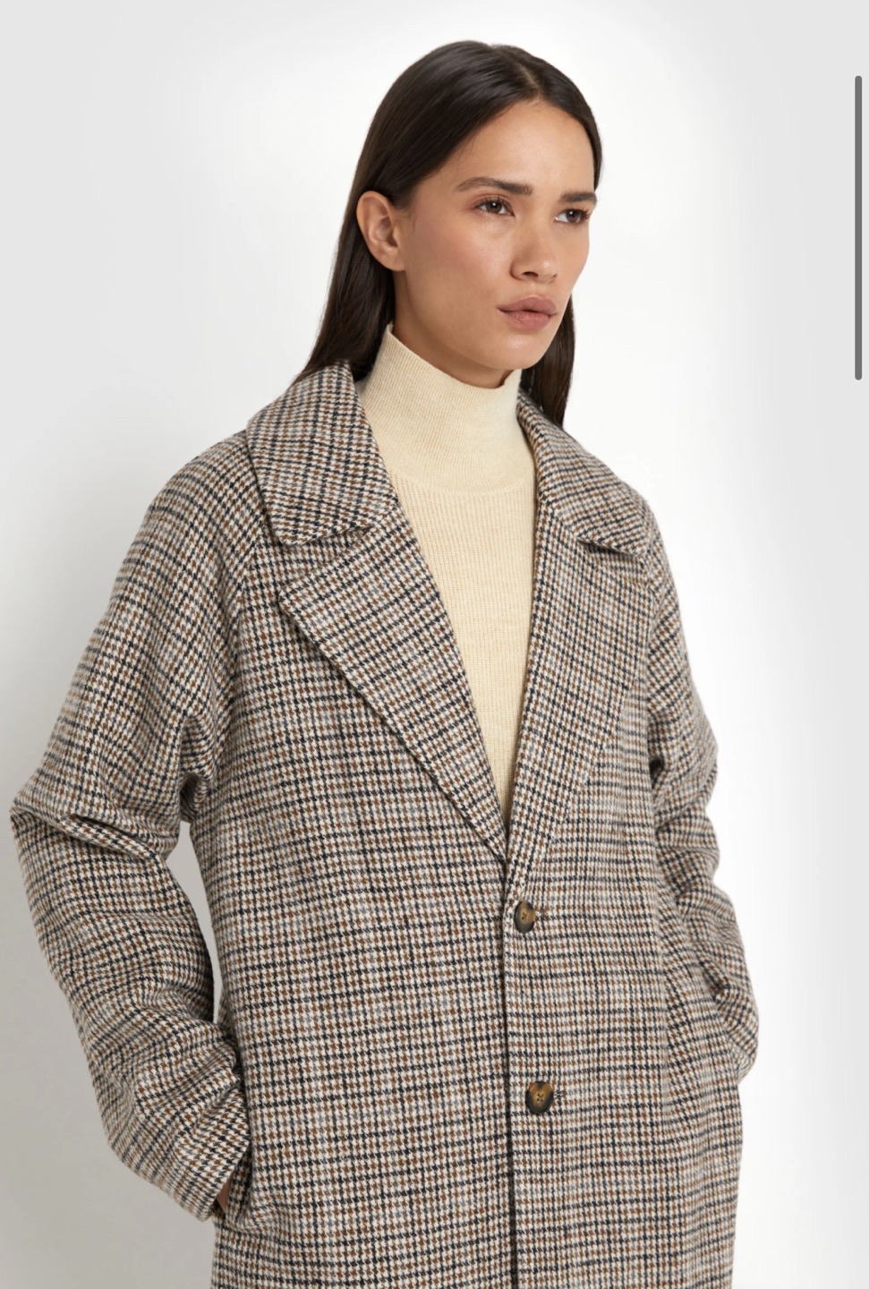 OAK + FORT Houndstooth Coat - Gingerbread - Size L