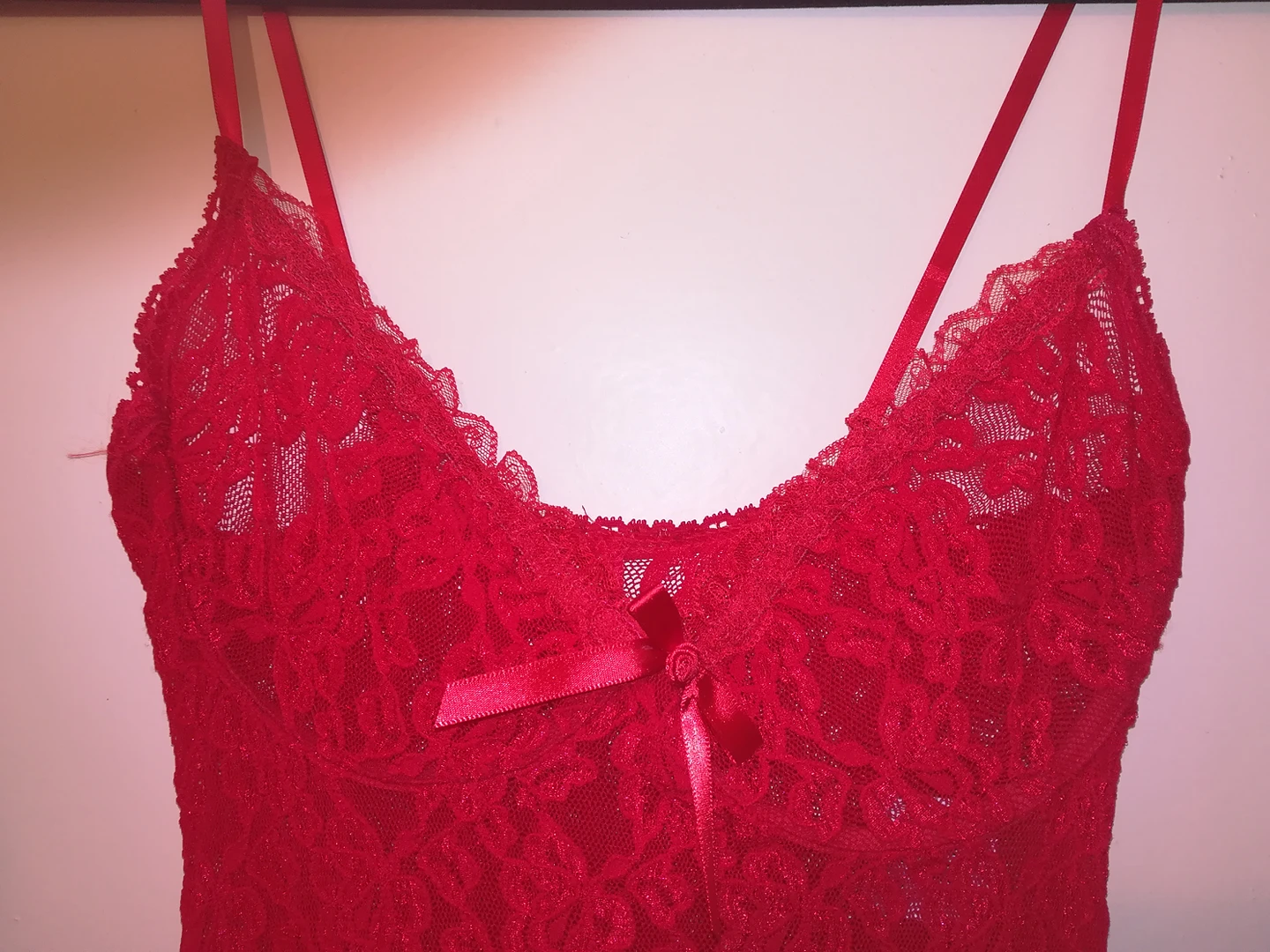 NEW with tags Woman's red lace lengerie, size S/M image indicator(2)