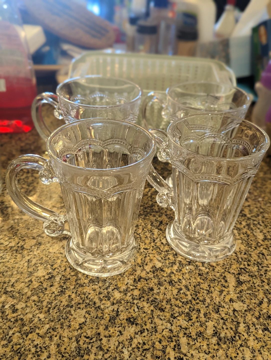 assortment of glass cups and bowl