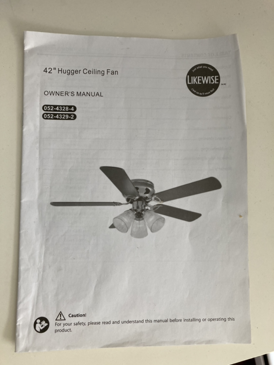 42” Hugger Ceiling Fan With Light - photo 3