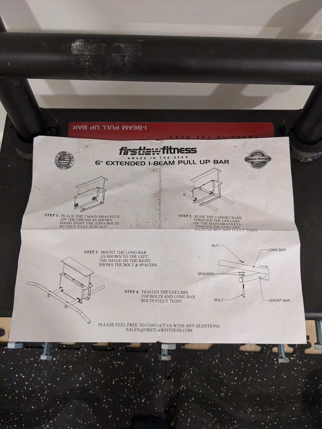 Firstlaw Fitness 6" Extended I-Beam Pull Up Bar with Bent Ends image indicator(4)