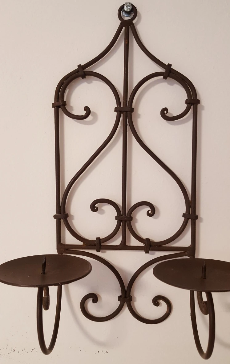 Brown Metal Candle Holder Wall Sconce