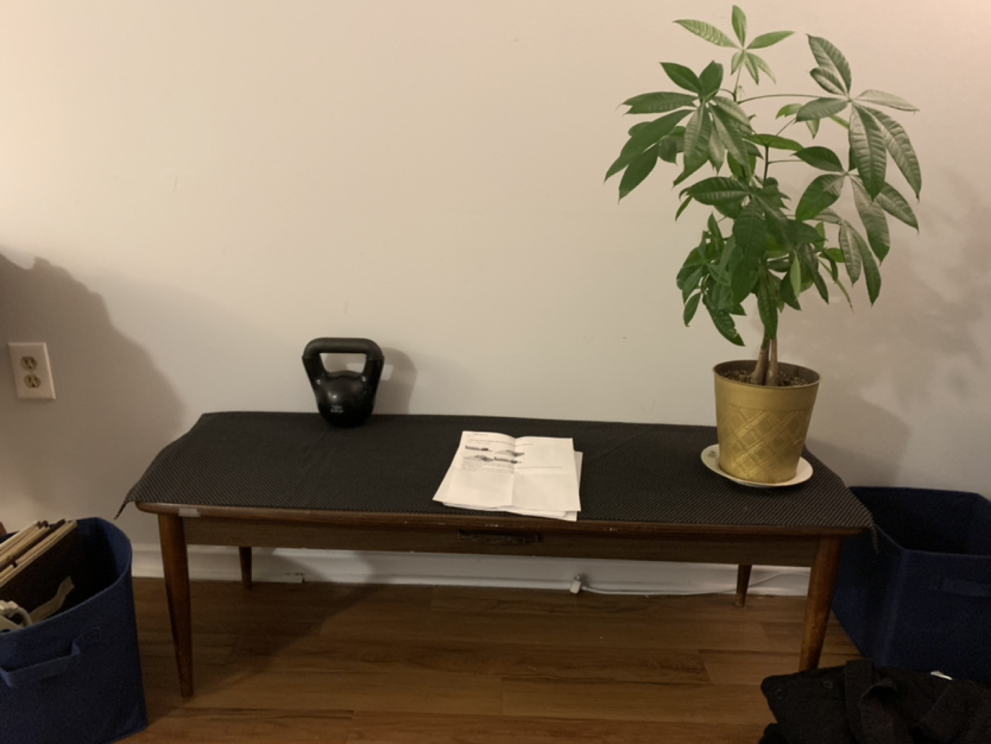 TV table, two side tables, chair