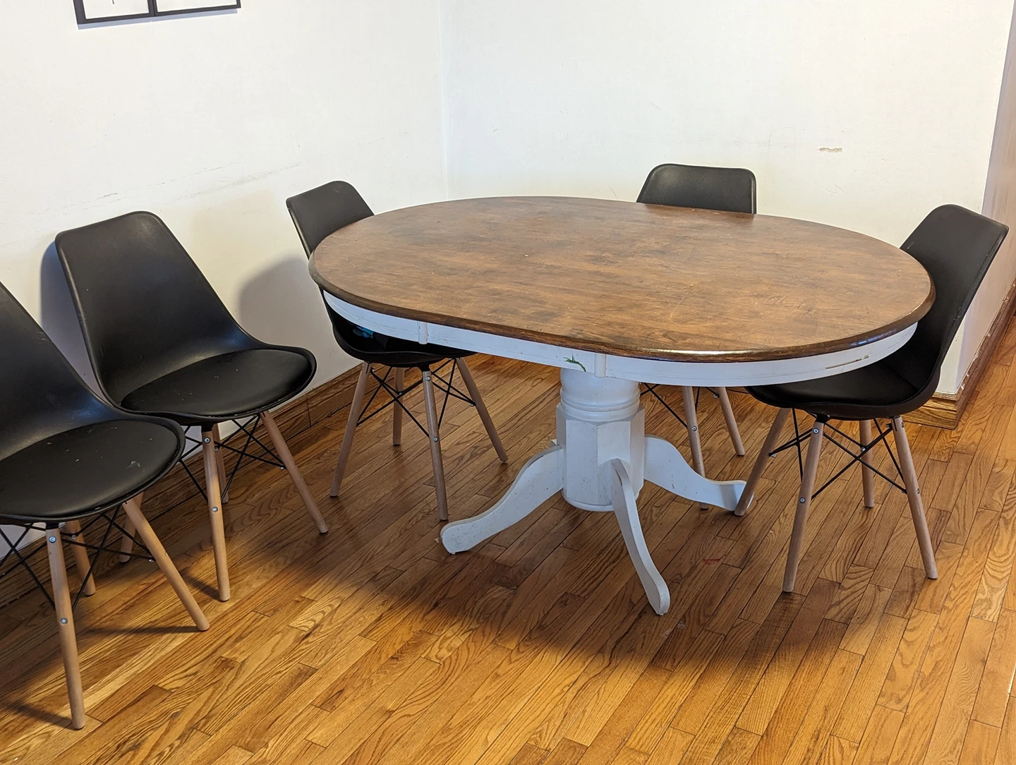farm table design dining with 5 black chairs - photo 2