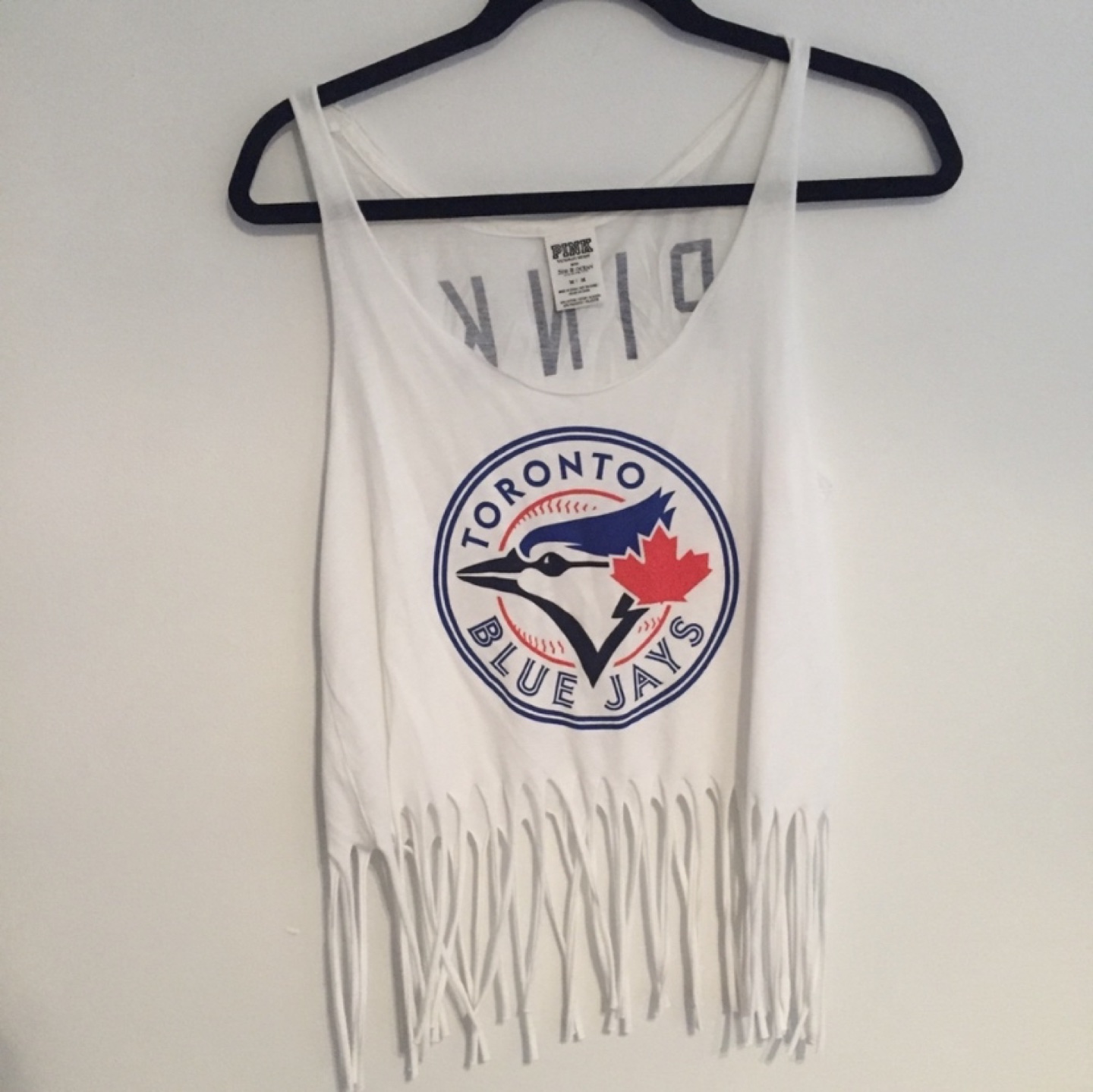 Toronto Blue Jays Cropped Tank Top with Fringe (M)