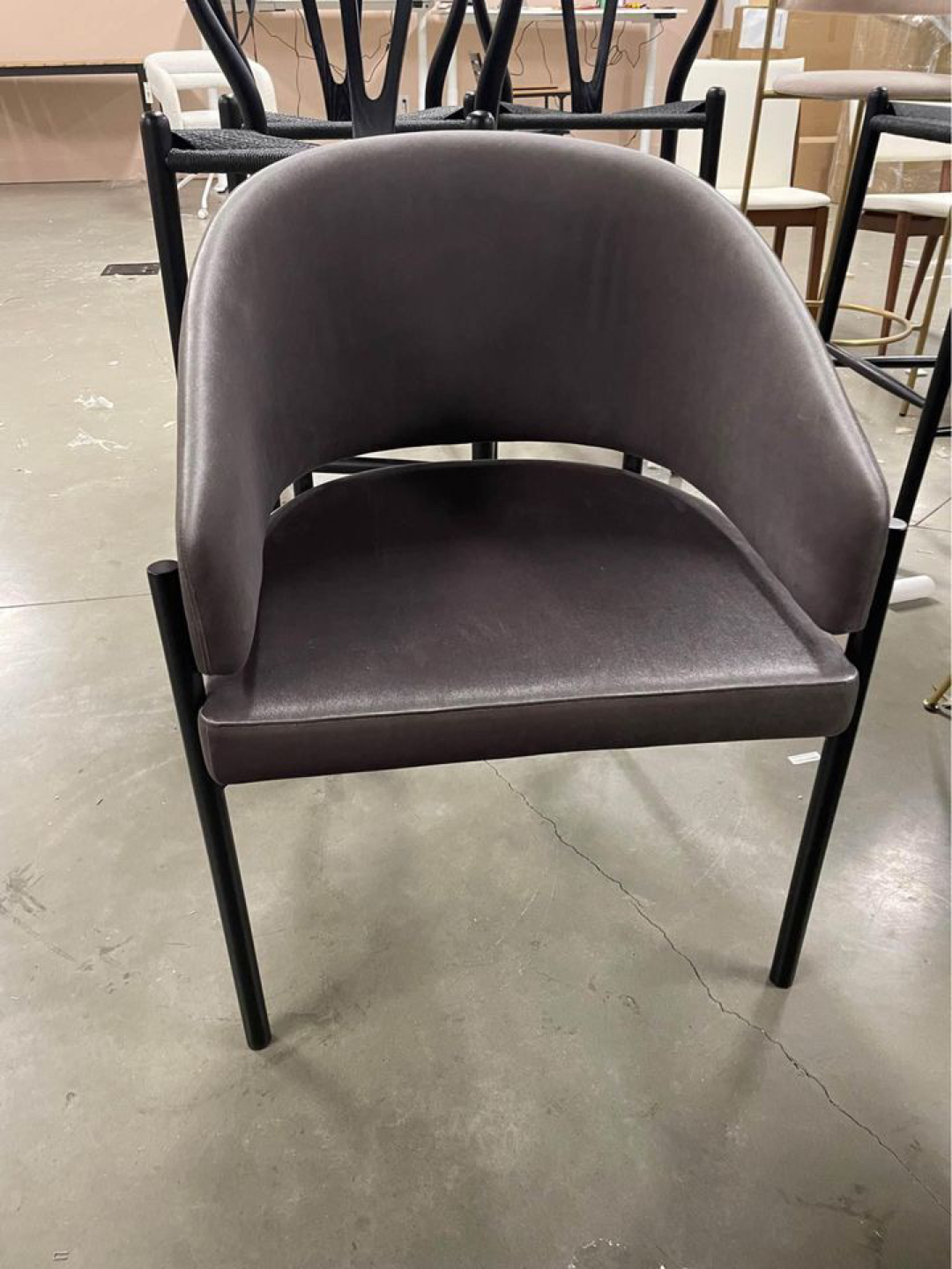 Grey velvet dining chair with black legs *NEW* $200 each - photo 4