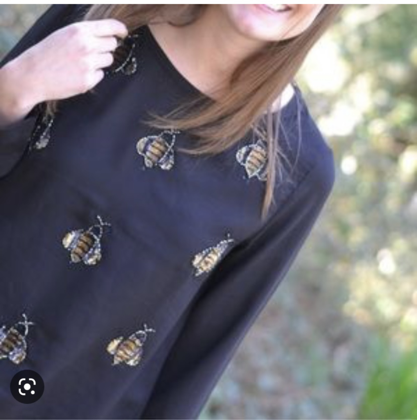 H&M long sleeve blouse embroidered bee detail - size small thumbnail