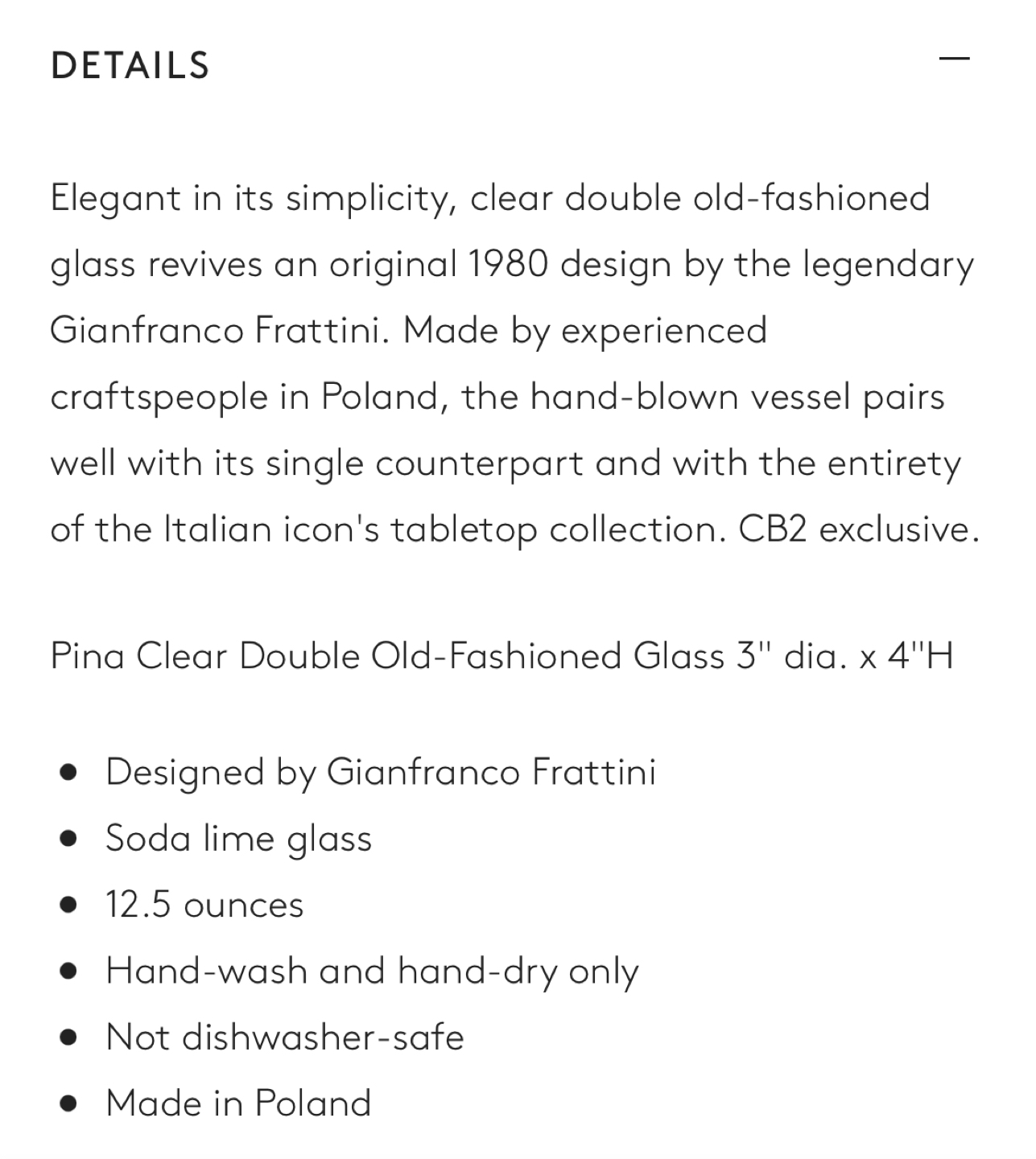 CB2 Pina Double Old-Fashion Clear Glass Cups - 12.5 oz - photo 2