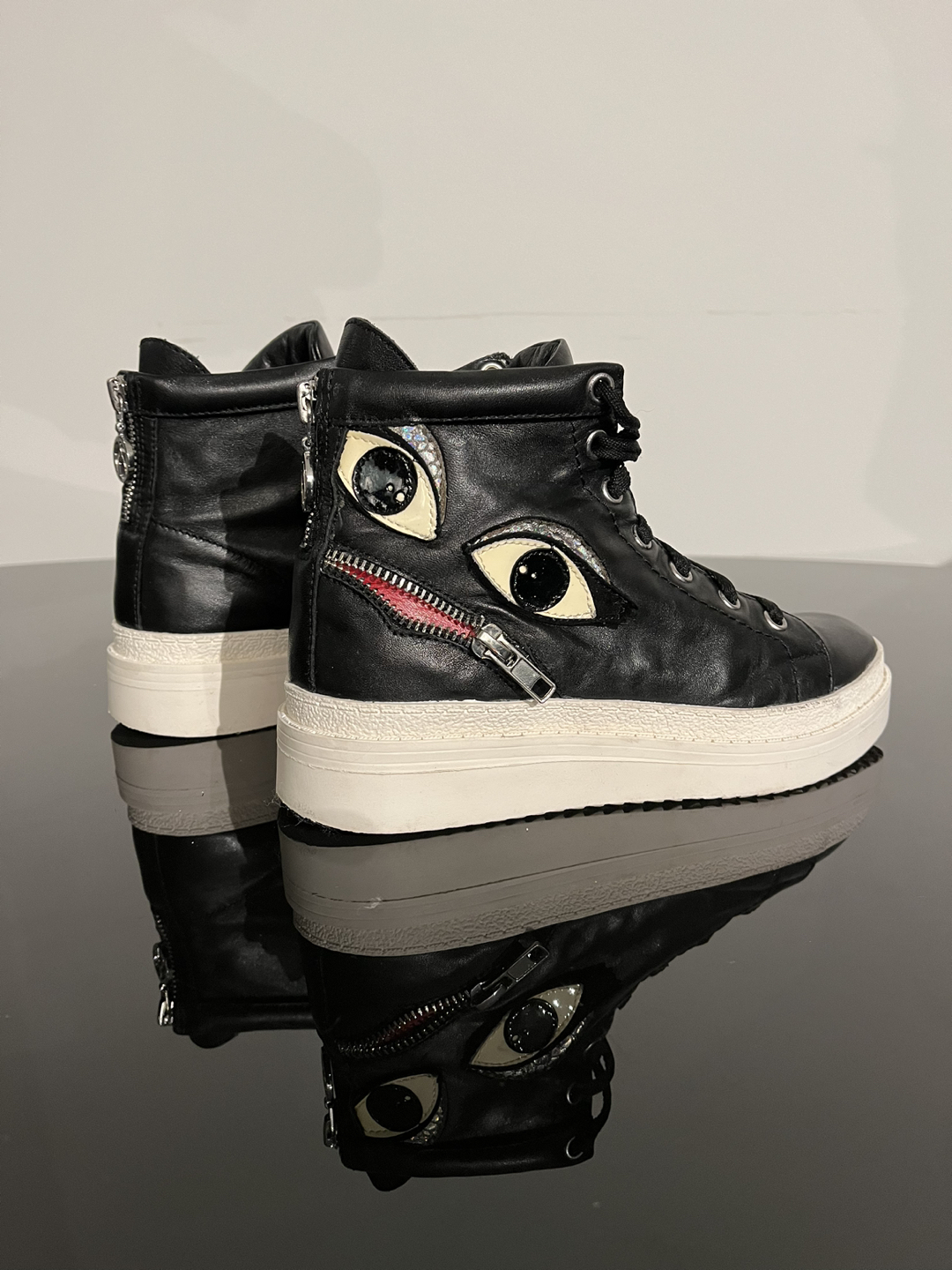 The Wishbone Collection: Black+White Platform Sneakers thumbnail