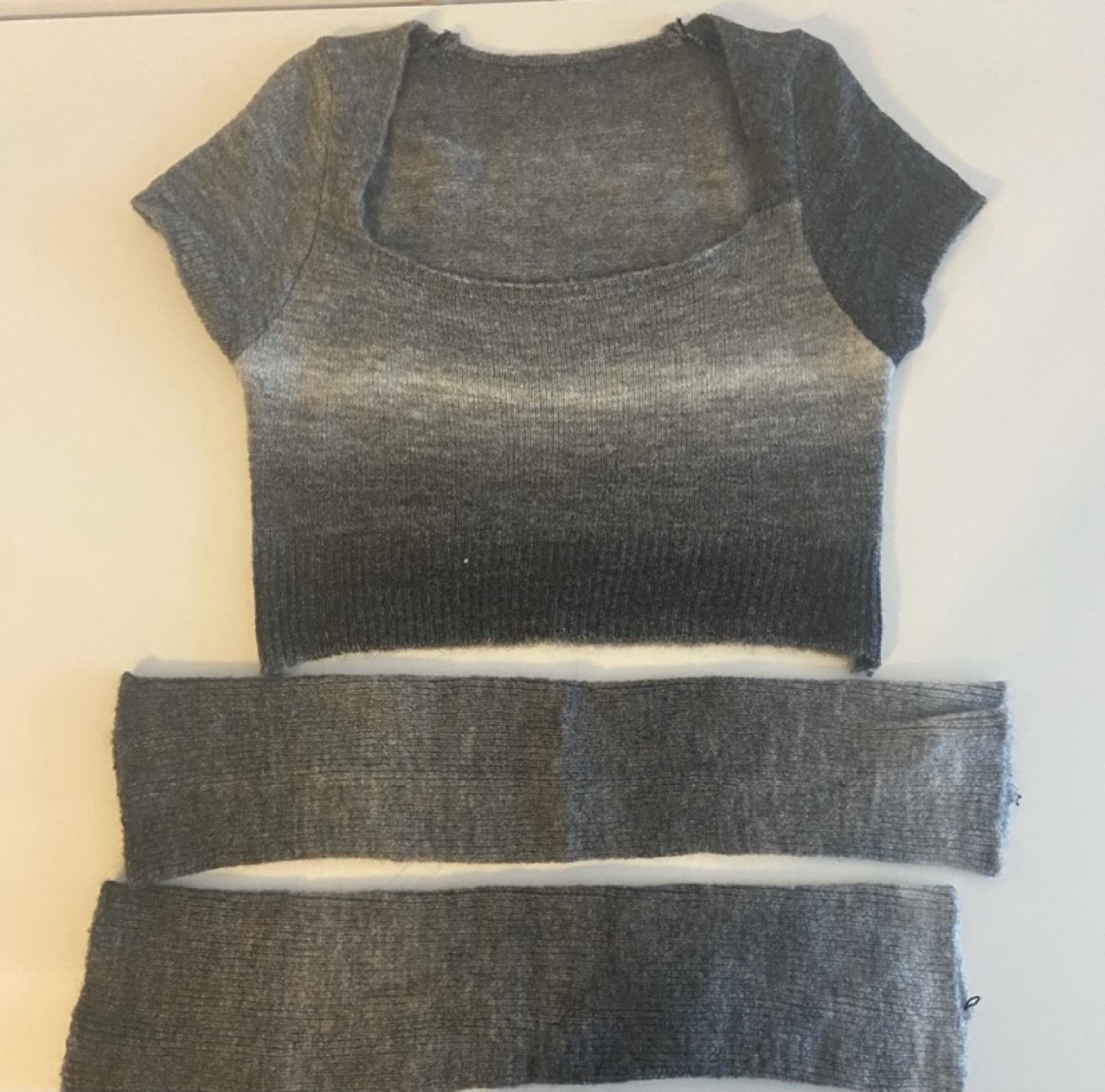 Grey Gradient Crop Top with detached sleeves (XS)