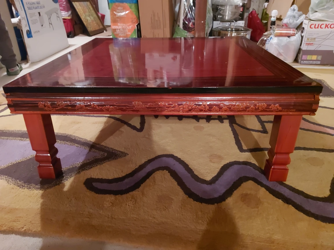 Set of 2 low-lying wood tables - photo 2