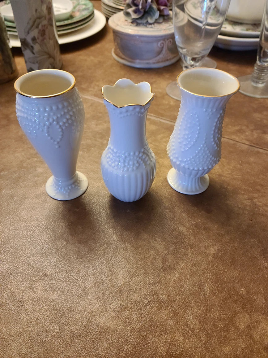 3 PC Lenox porcelain little vases