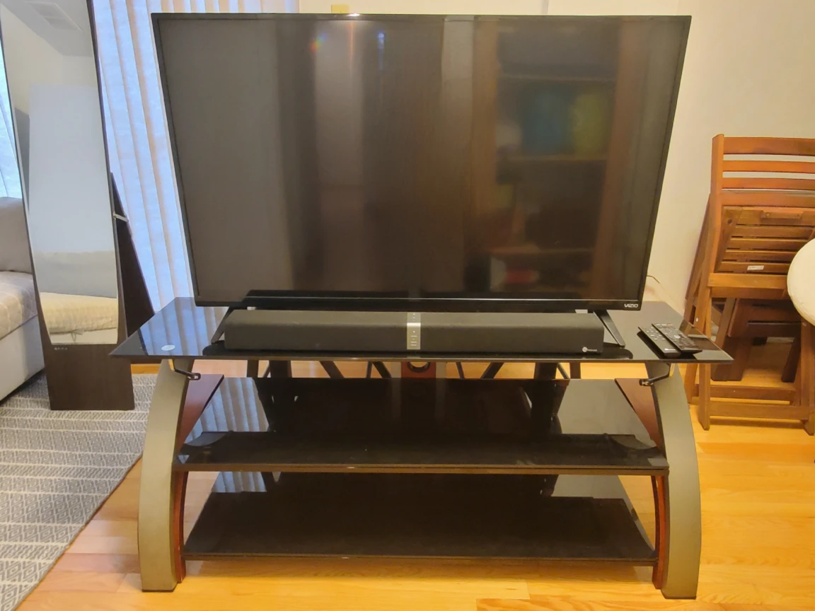 TV, Soundbar and TV Stand