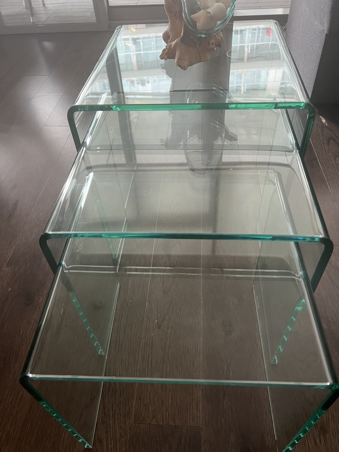 3 piece waterfall table set (glass)