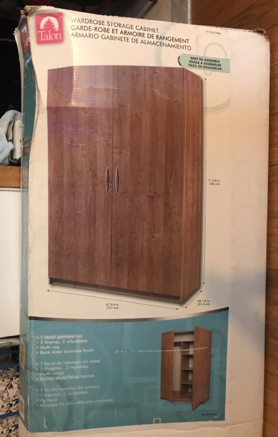 BNIB 2-door wardrobe w/ compartments and hanging rod image indicator(2)