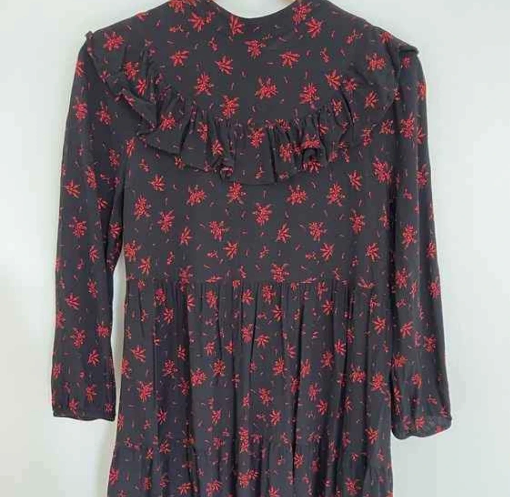 Red and black ruffle dress -Zara - photo 4