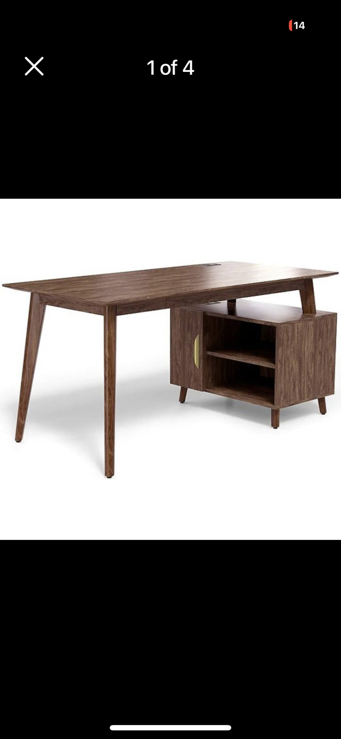 Solid Wood Office Desk with Storage