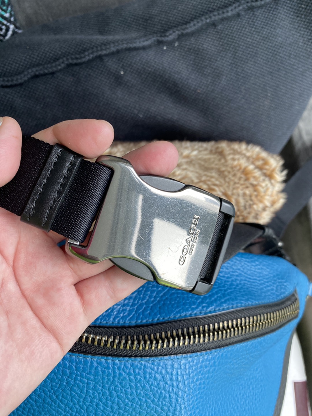 Coach Turquoise/Orange Leather Fanny Pack/Belt Bag image indicator(5)