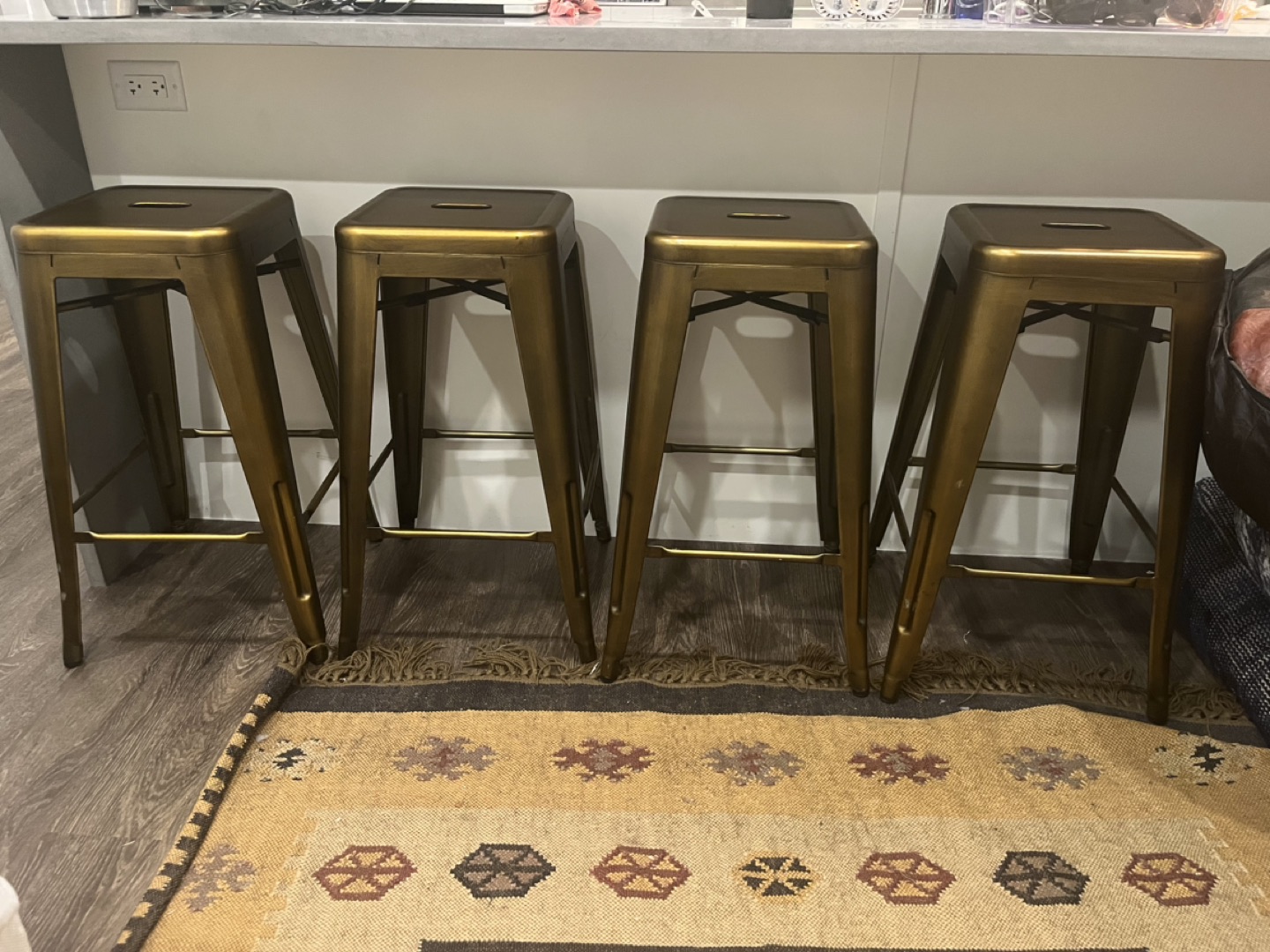4 gold bar stools