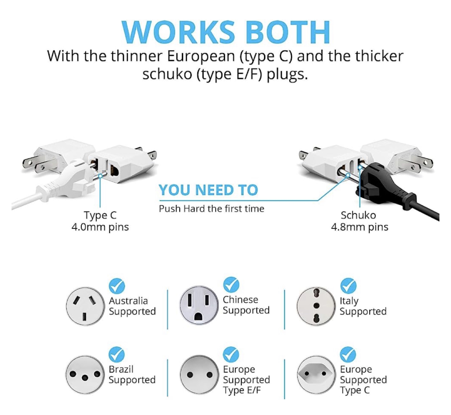 European to American Outlet Plug Adapter - photo 2