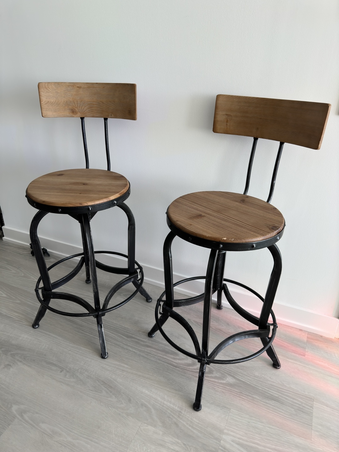 Pair of 360° Swivel Stools with Adjustable Seat