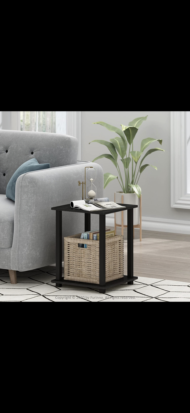 Furinno Simplistic Set of 2 End Table, Americano/Black - photo 3