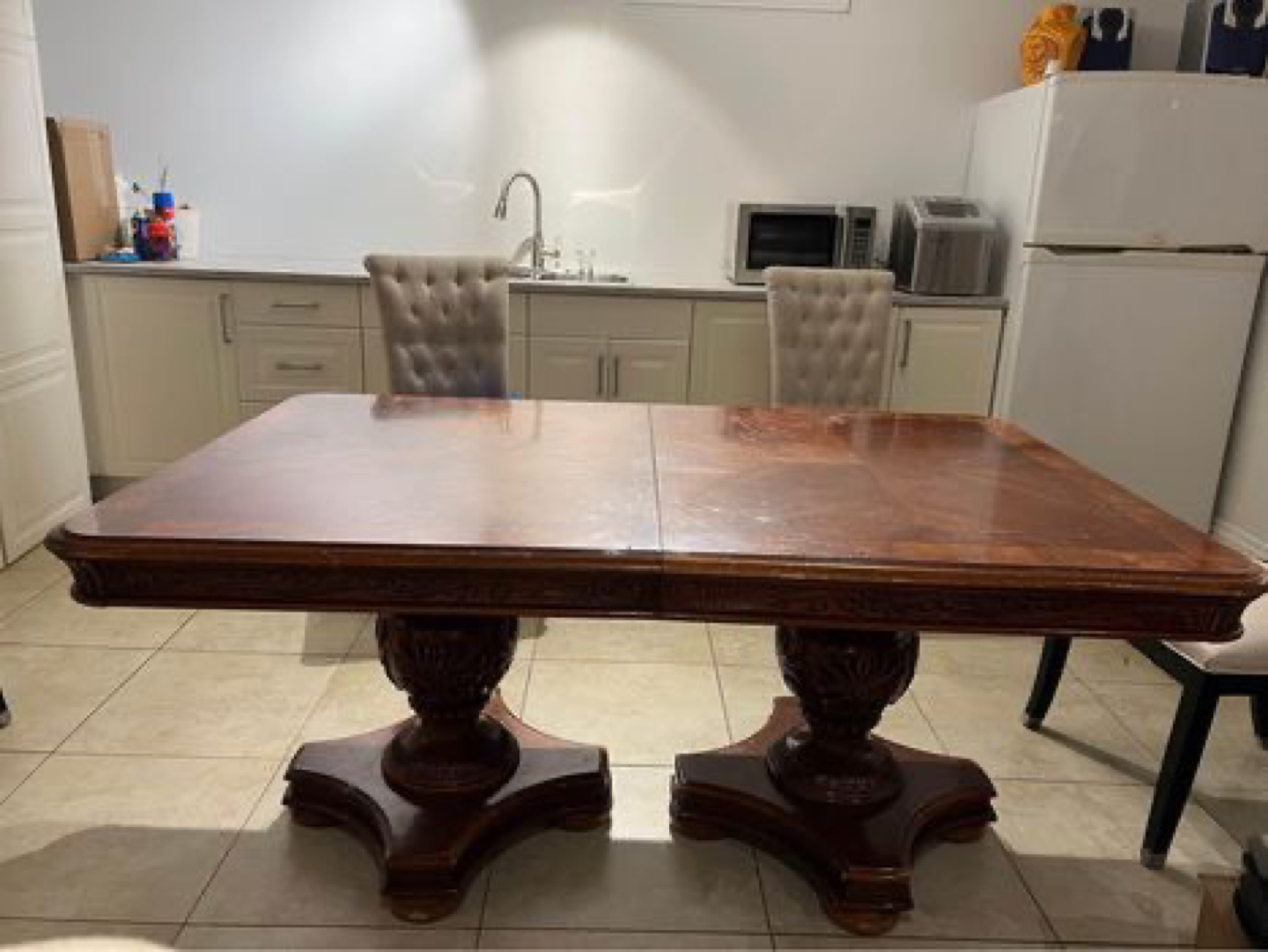 Wood dining table with two table leafs - photo 4