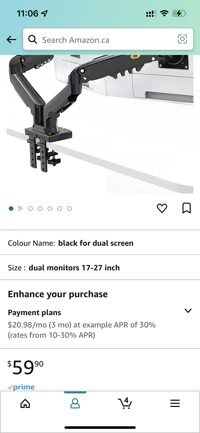 NB North Bayou Dual Monitor Desk Mount Stand Full Motion