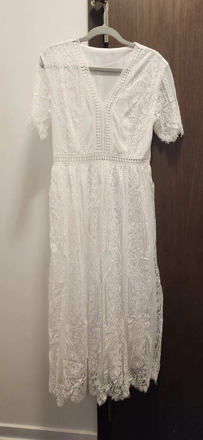 White lace boho dress