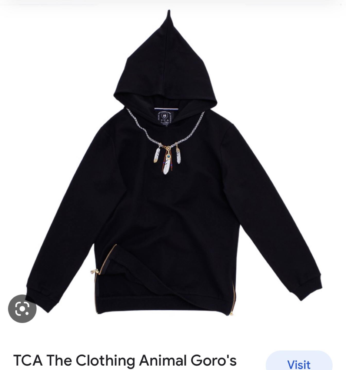 TCA The Clothing Animal Goro's, black, feather collar, Small. thumbnail